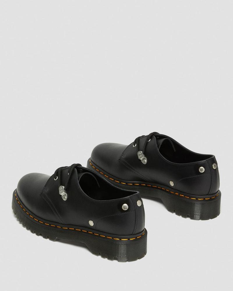 Black Men's Dr Martens 1461 Bex Stud Leather Oxfords Shoes | CA 588VRW